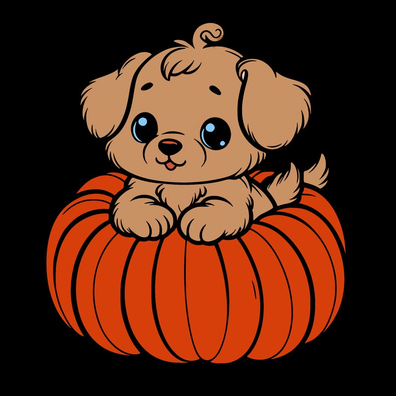 cute little puppy in a pumpkin