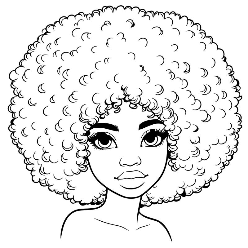 realistic girl with afro
