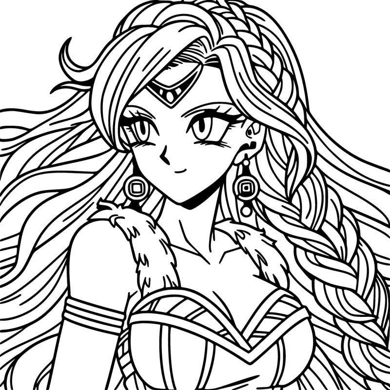 dbz anime female viking, beautiful, long hair