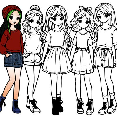 a group of five girls