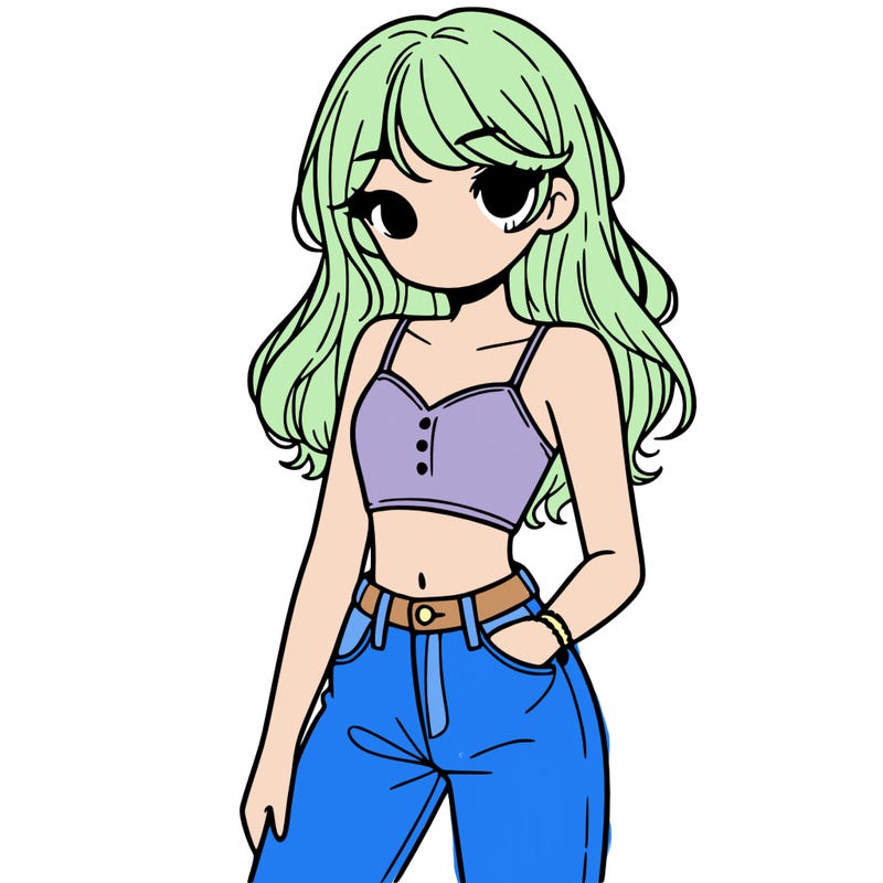 a girl wearing a crop top and jeans