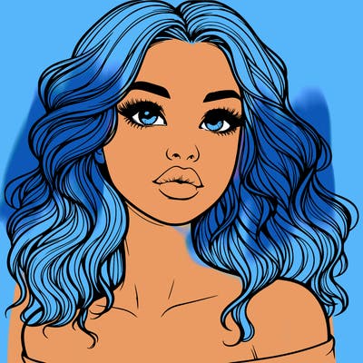 realistic girl with wavy hair and lips