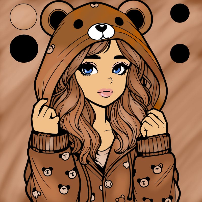 realistic girl in a animal pjs hoodie