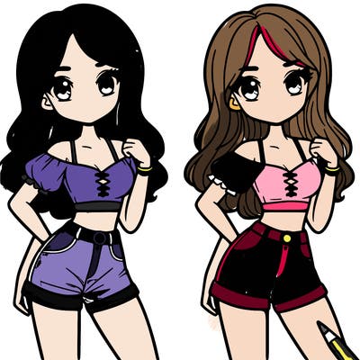 baddie  girl crop top really short shorts 😍 ✨️ hot