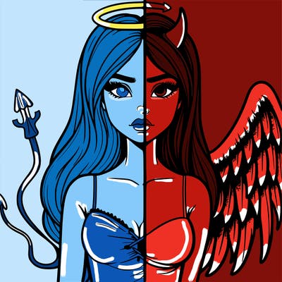 devil vs angel realistic girl