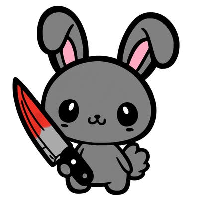 cute bunny holding a knife halloween