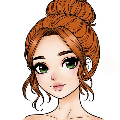 realistic pretty girl with hair in bun