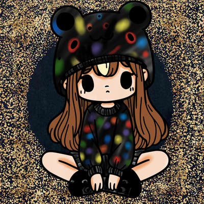 a girl wearing a frog hat and some frog socks