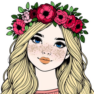 realistic girl with flower crown