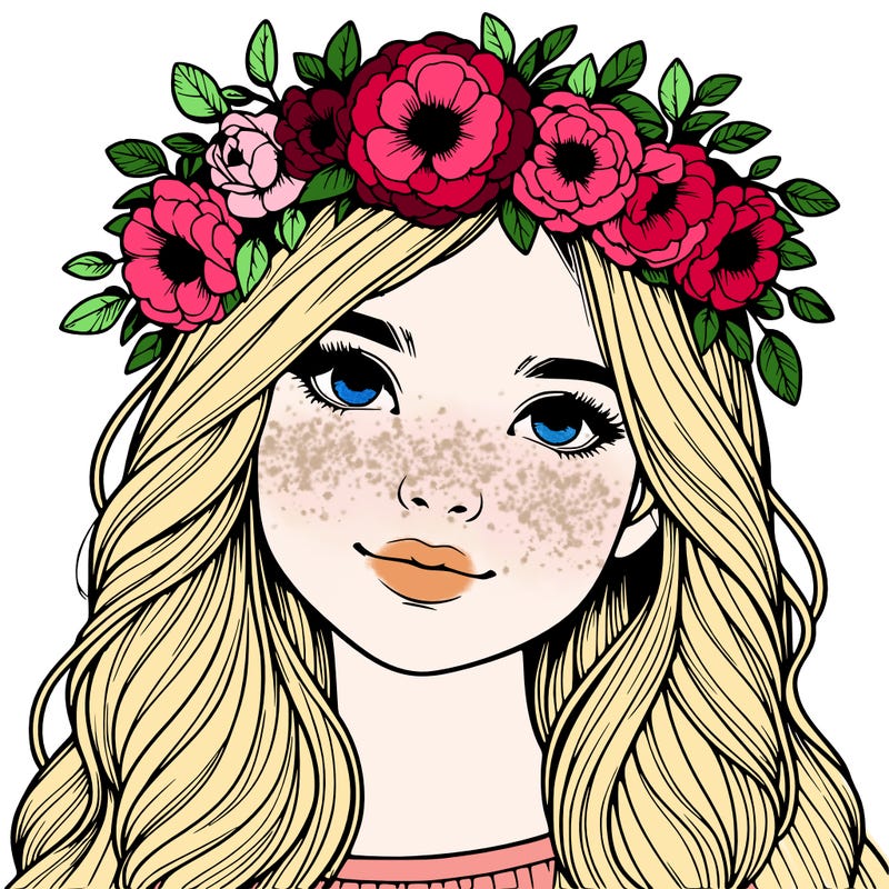 realistic girl with flower crown