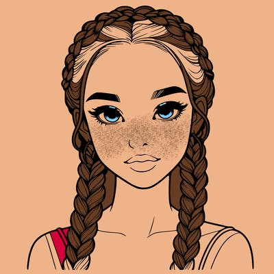 realistic girl with braids