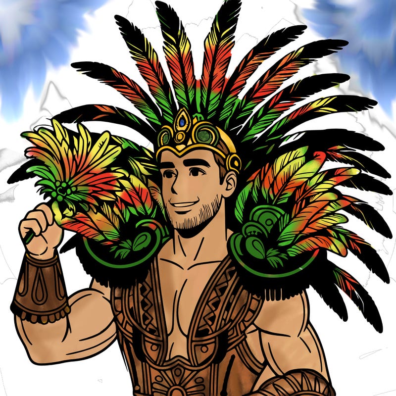 a realistic man  in the carnaval of rio with a carnival costume from brazil with feathers