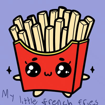 a cute. french fries