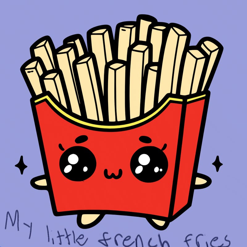 a cute. french fries