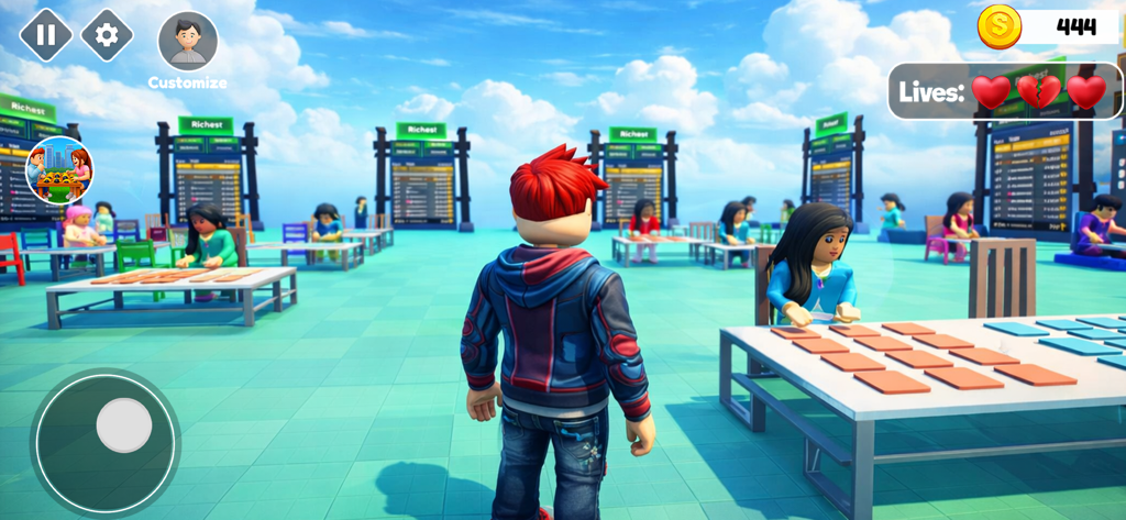 Chi Pop Puzzle - Chi Pop Puzzle 3D gameplay showing characters at puzzle tables