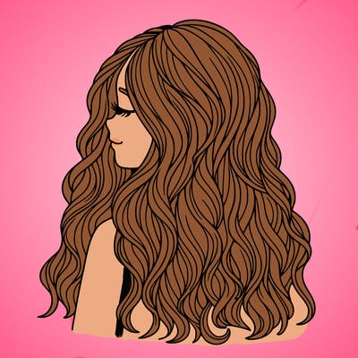 girl with long wavy hair
