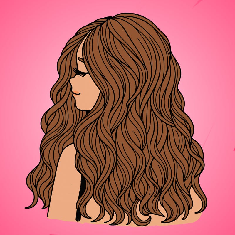 girl with long wavy hair