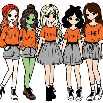 a group of five girls