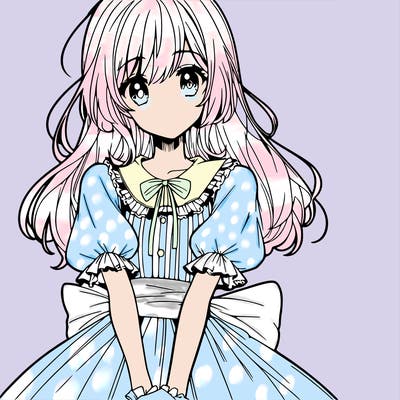 anime girl in a dress smiling