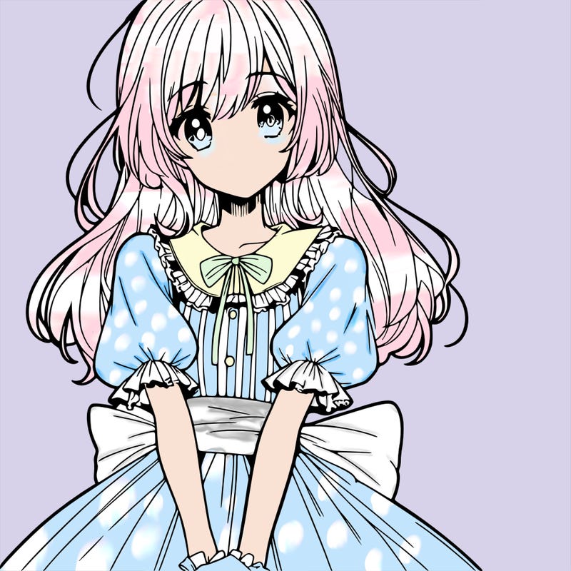 anime girl in a dress smiling