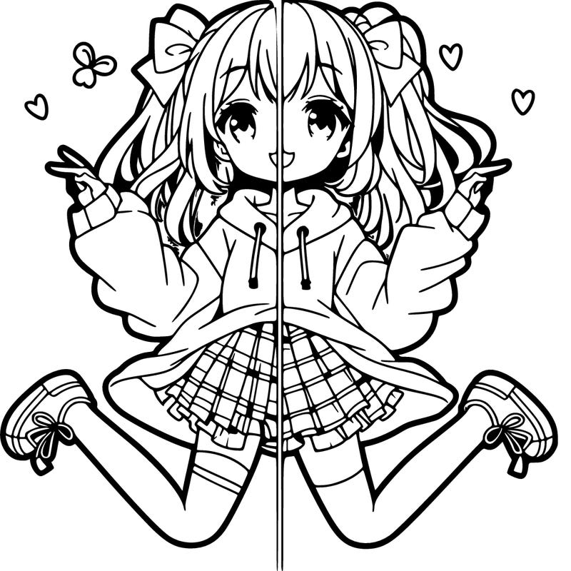 cute anime split girl