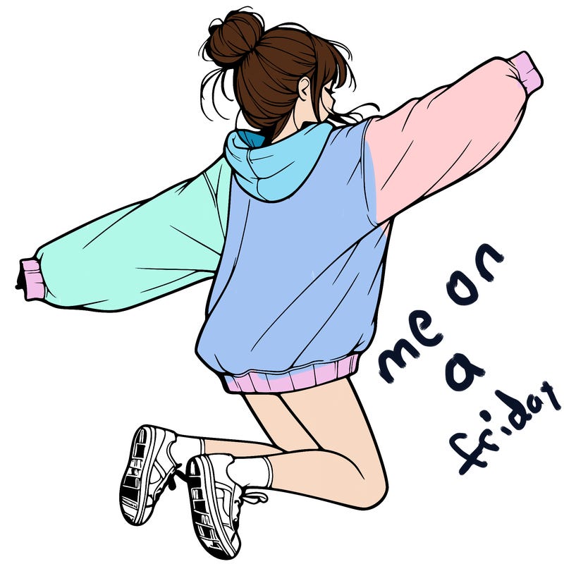 realistic girl jumping with a bun and oversized sweatshirt