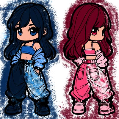 girl in crop top and baggy pants