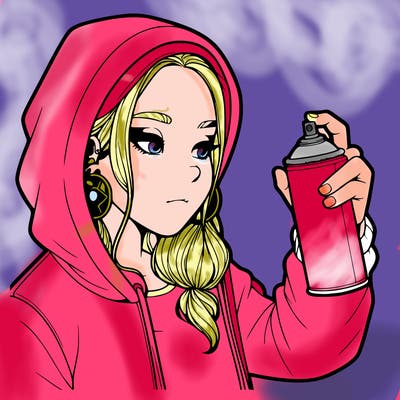 a realistic girl, spray painting