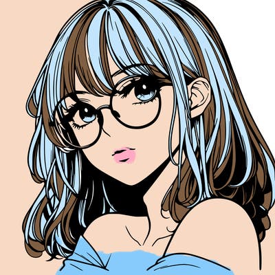 manga woman character with glasses and nice lips