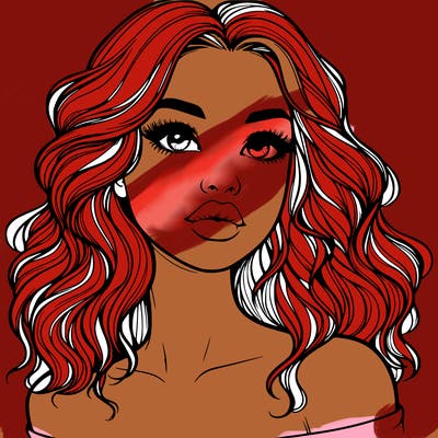 realistic girl with wavy hair and lips