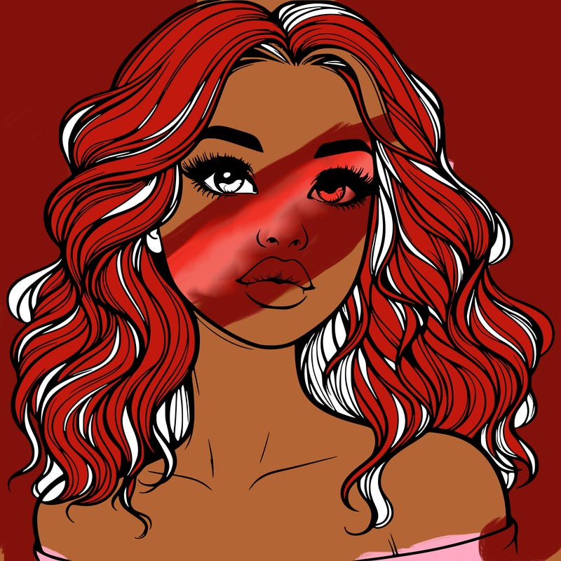 realistic girl with wavy hair and lips