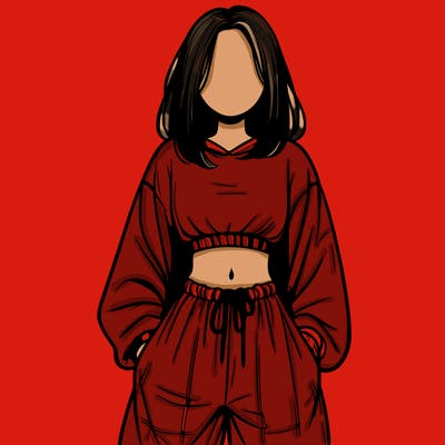 realistic girl faceless with baggy pants and a crop top