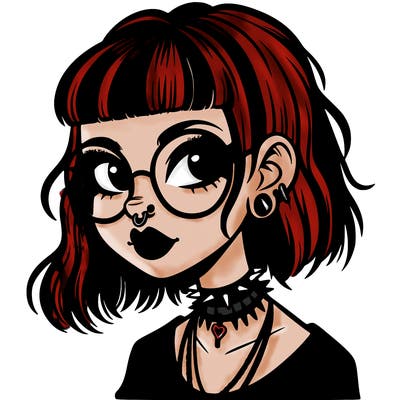 gothic girl with a mullet and glasses