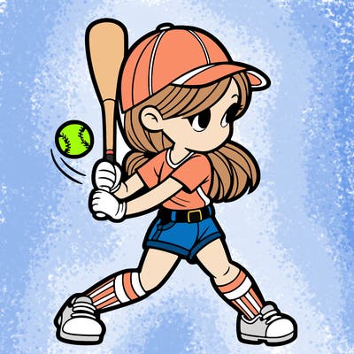girl playing softball