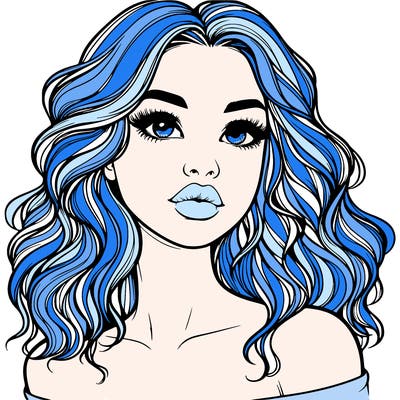 realistic girl with wavy hair and lips