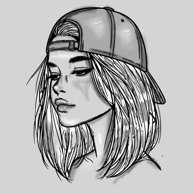 realistic  girl with a backwards hat
