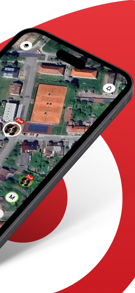 Pet_tracker - Vista de mapa satelital en tiempo real en la aplicación Pet tracker que muestra las ubicaciones en vivo de perros.