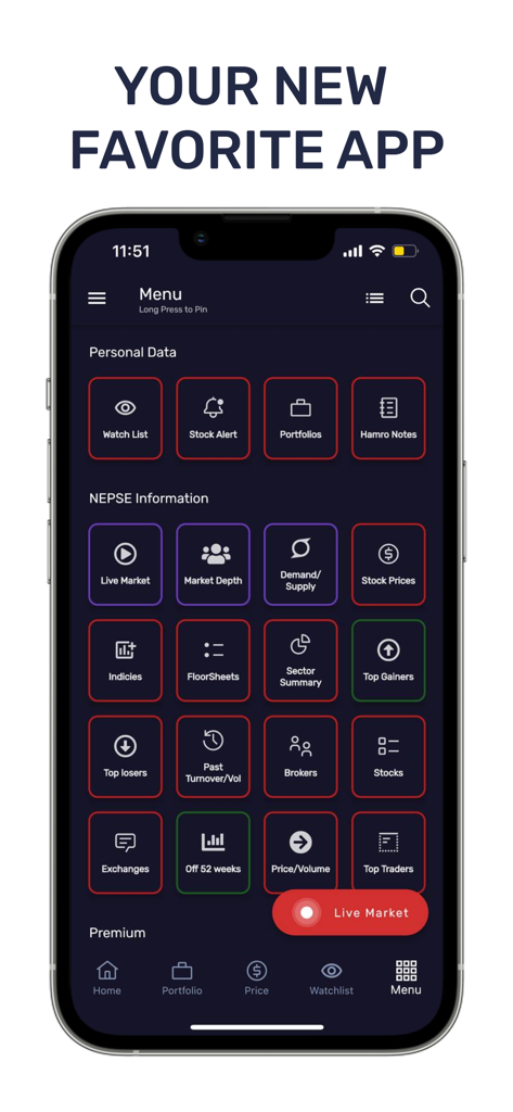 Hamro Share - Nepali Share App - Hamro Share app menu showing various NEPSE market data and portfolio management tools