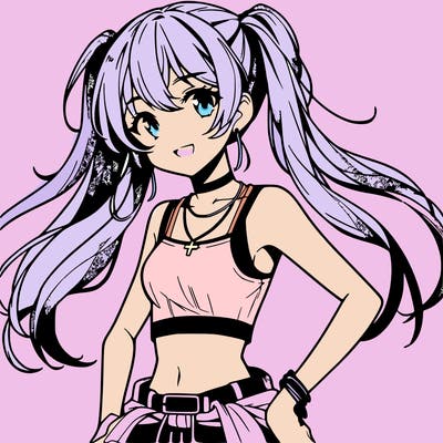 anime girl wearing crop top