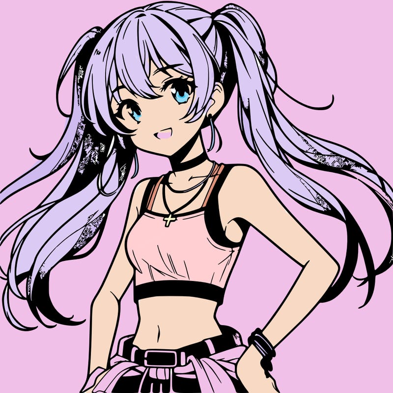 anime girl wearing crop top