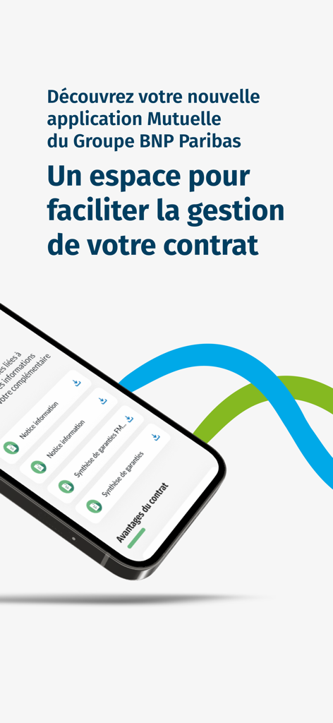Mutuelle BNPP - Mutuelle BNPP mobile app showing health insurance contract management and document list