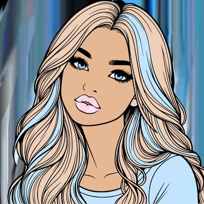 realistic girl with hair on her hair and lips