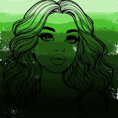 realistic girl with wavy hair and lips