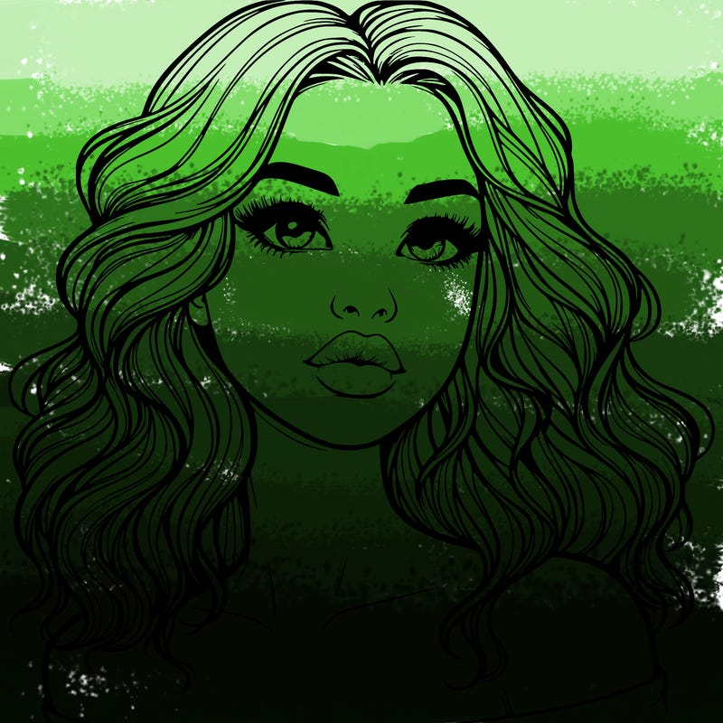 realistic girl with wavy hair and lips