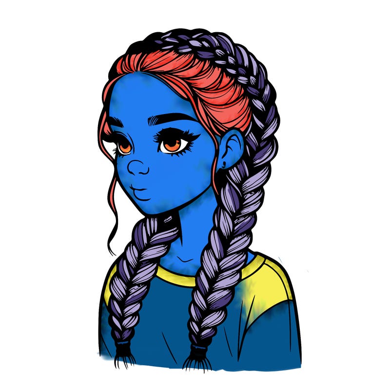 realistic girl with braids