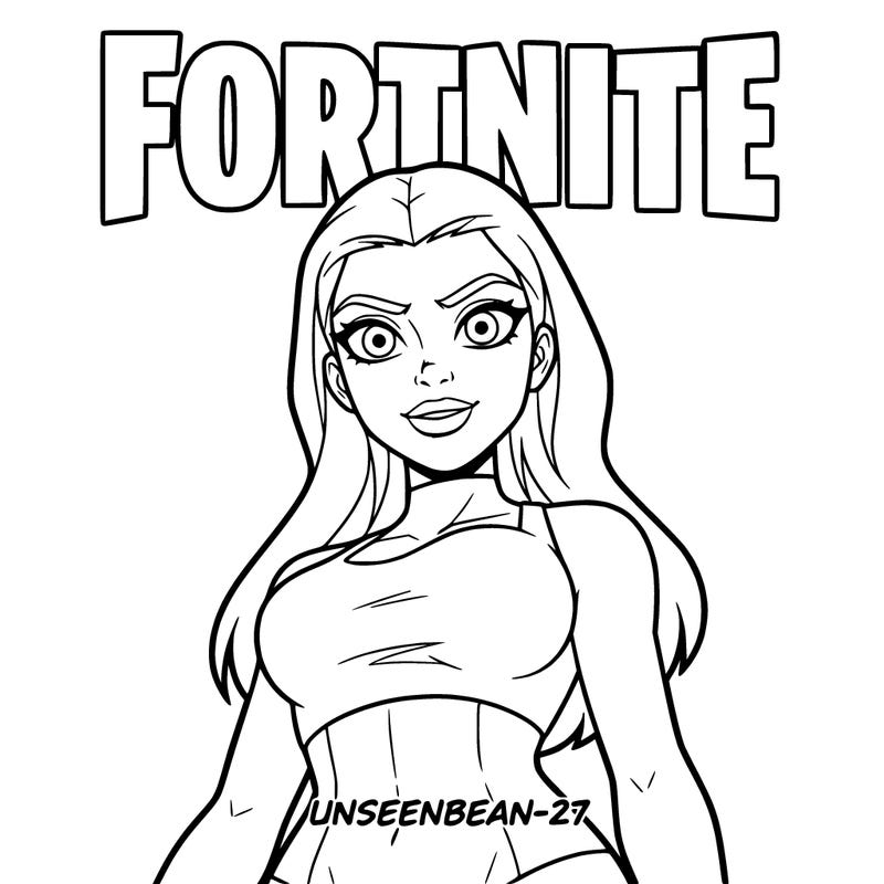 the word fortnite with a picture of the kim kardashion skin and in smaller letters unseenbean-27