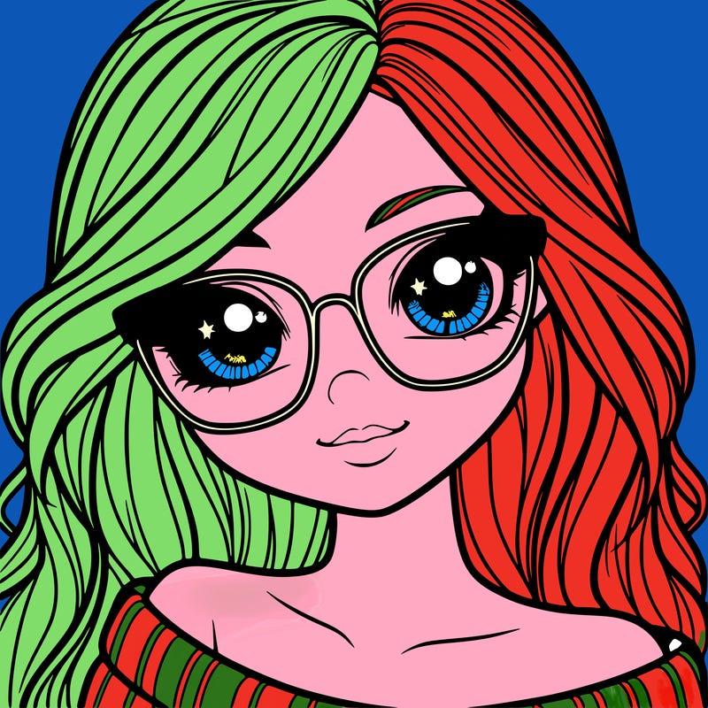 girl with beautiful eyes, hair, and glasses