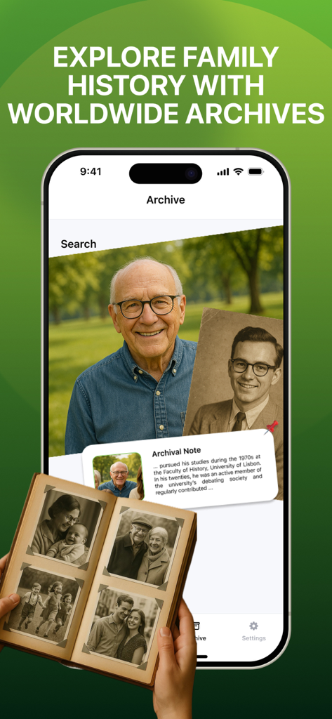 Exploring family history archives through a mobile app and vintage photo albums