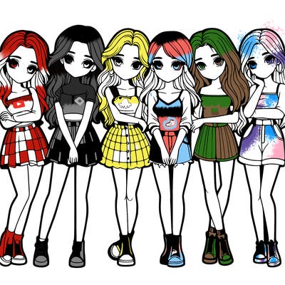 a group of girls realistic