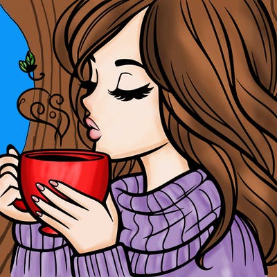 woman drinking coffee